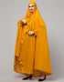 Modern Extra Nose Piece Head To Toe Free Size Jilbab In Musturd Color Close-up View