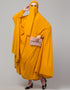 Modern Extra Nose Piece Head To Toe Free Size Jilbab In Musturd Color Front View
