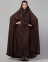 Dubai Extra Nose Piece Head To Toe Free Size Jilbab In Brown Color Front View