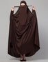 Dubai Extra Nose Piece Head To Toe Free Size Jilbab In Brown Color Front View