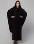 Modern Two piece Gathered Khimar and abaya In Black Side View