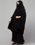 Modern Two piece Gathered Khimar and abaya In Black Back View