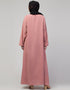 Modern Butterfly Kaftan with Self-Buttoned Cuffs and Open Front in Color Mauve Pink