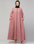 Modern Butterfly Kaftan with Self-Buttoned Cuffs and Open Front in Color Mauve Pink