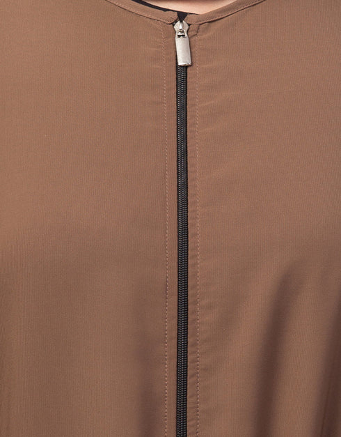 Modest Daily Abaya with Detachable Zipper In the Color Brown