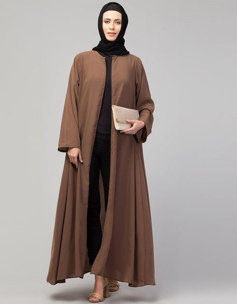 Modest Daily Abaya with Detachable Zipper In the Color Brown