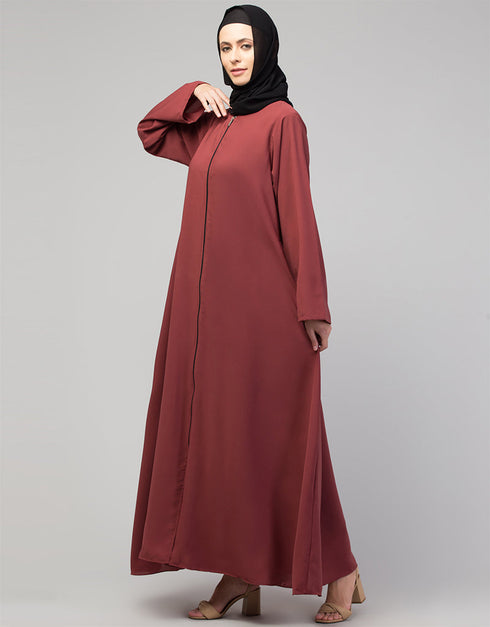 Islamic Simple Abaya with Front Closure for Everyday Use In the Shade Rust