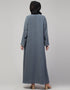 Arabic Basic Abaya with Zipper and Long Sleeves In the Color Grey