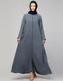 Arabic Basic Abaya with Zipper and Long Sleeves In the Color Grey