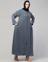 Arabic Basic Abaya with Zipper and Long Sleeves In the Color Grey