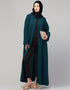 Dubai Long-Sleeved Abaya with Flared Hem for a Sophisticated Look In Color Teal Blue