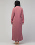 Muslim Abaya with coat collar and self-fabric buttons In the Shade of Mauve Pink
