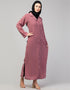 Muslim Abaya with coat collar and self-fabric buttons In the Shade of Mauve Pink