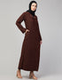 Islamic Abaya with coat collar and buttoned In the Color Brown