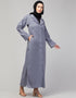Arabic Abaya with self-fabric buttons and coat collar In the Shade Of Sky Blue