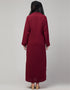Women Abaya with coat-style collar and self-fabric buttons In the Shade Maroon