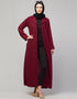 Women Abaya with coat-style collar and self-fabric buttons In the Shade Maroon