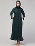 Chic Abaya with a coat collar and buttoned front in self-fabric In the Shade of Green