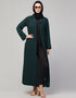 Chic Abaya with a coat collar and buttoned front in self-fabric In the Shade of Green