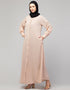 Trendy Basic abaya with front opening and hidden placket in the Shade Skin