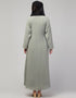 Dubai Abaya with front opening and hidden placket for everyday wear in Color Sage Green