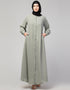 Modest Abaya with Round Neckline and A-line Silhouette for Daily Wear In the Color Sage Green