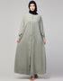 Modest Abaya with Round Neckline and A-line Silhouette for Daily Wear In the Color Sage Green
