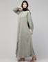 Modest Abaya with Round Neckline and A-line Silhouette for Daily Wear In the Color Sage Green