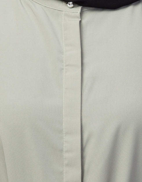 Modest Abaya with Round Neckline and A-line Silhouette for Daily Wear In the Color Sage Green