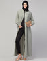 Modest Abaya with Round Neckline and A-line Silhouette for Daily Wear In the Color Sage Green