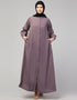 Muslim Abaya with a simple design and front opening In the Shade of Lt Purple