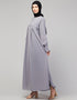 Trendy Smoking sleeve abaya with pleats at the chest for a stylish Sky Grey