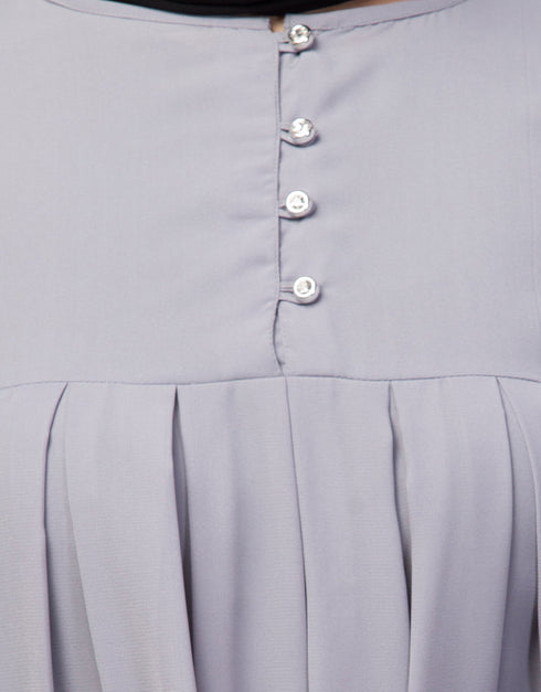 Trendy Smoking sleeve abaya with pleats at the chest for a stylish Sky Grey
