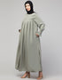 Modern Smoking sleeve abaya with pleats at the chest In the Shade Sage Green