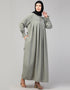 Modern Smoking sleeve abaya with pleats at the chest In the Shade Sage Green