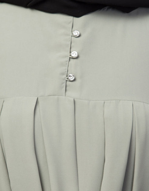 Modern Smoking sleeve abaya with pleats at the chest In the Shade Sage Green