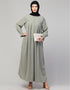 Modern Smoking sleeve abaya with pleats at the chest In the Shade Sage Green