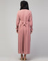 Dubai Abaya with pleats and bell sleeves stylish look In the Shade of Lt Pink