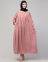 Dubai Abaya with pleats and bell sleeves stylish look In the Shade of Lt Pink