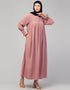 Dubai Abaya with pleats and bell sleeves stylish look In the Shade of Lt Pink