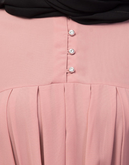 Dubai Abaya with pleats and bell sleeves stylish look In the Shade of Lt Pink