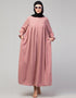 Dubai Abaya with pleats and bell sleeves stylish look In the Shade of Lt Pink