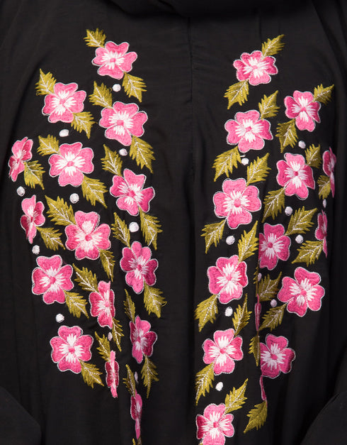 Muslim Smoking Sleeve Resham Embroidery Irani Kaftan In the Shade of Black