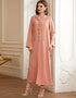 Islamic women Golden Embroidered Maxi Dress