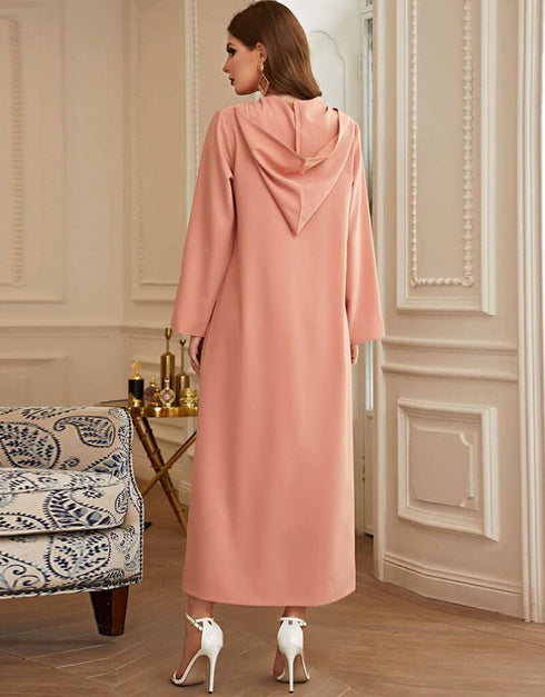 Islamic women Golden Embroidered Maxi Dress