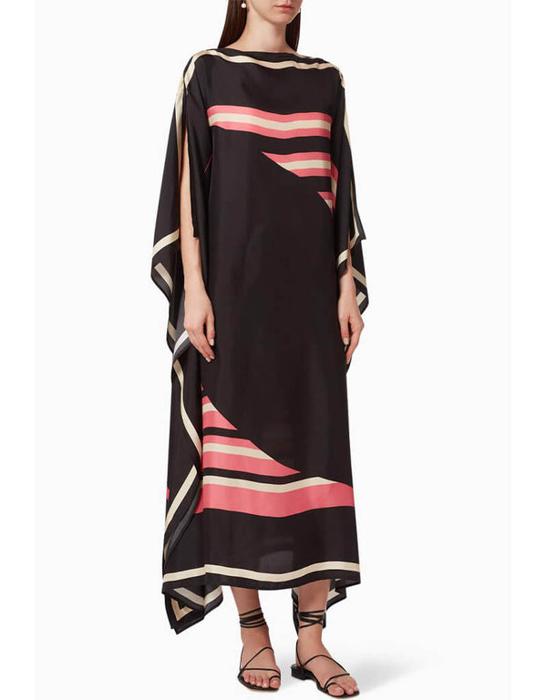 Black Soft Silk Crepe Kaftan