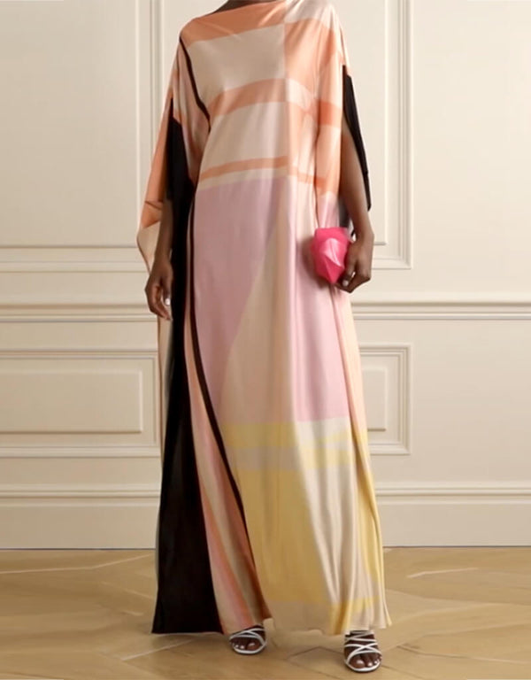 Peach Soft Satin Silk Kaftan