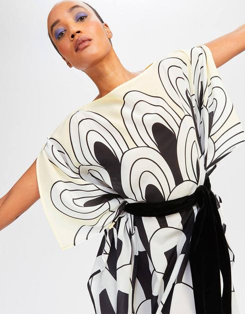 Black And White Fancy Soft Silk Crepe Kaftan buy casual kaftan