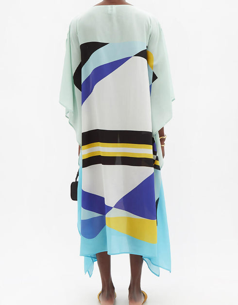 Blue Fancy Chelsea Georgette Kaftan Buy Luxury Silk Kaftan