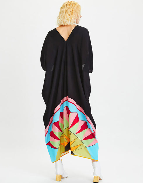 Black Fancy Chelsea Georgette Kaftan